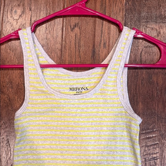 XS Merona Yellow and White & Light Gray Striped Tank Top - Picture 5 of 8